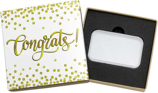 SilverTowne Natural Kraft Paper Gift Box with Congrats! Gold Confetti Box Sleeve